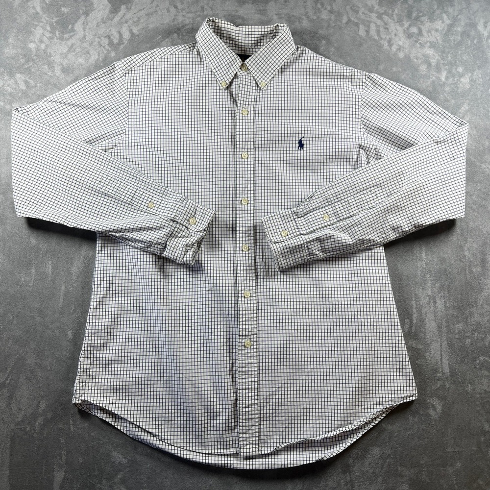 Polo Ralph‎ Lauren Shirt Mens Large Green Navy Check Classic Fit Button Down